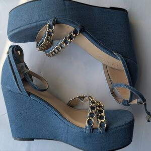 Denim Platform Wedge Sandals-NWT, SIZE 8.5